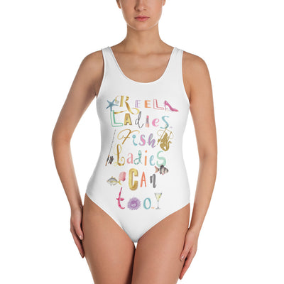 Reel Ladies Fish Text One-Piece Swimsuit
